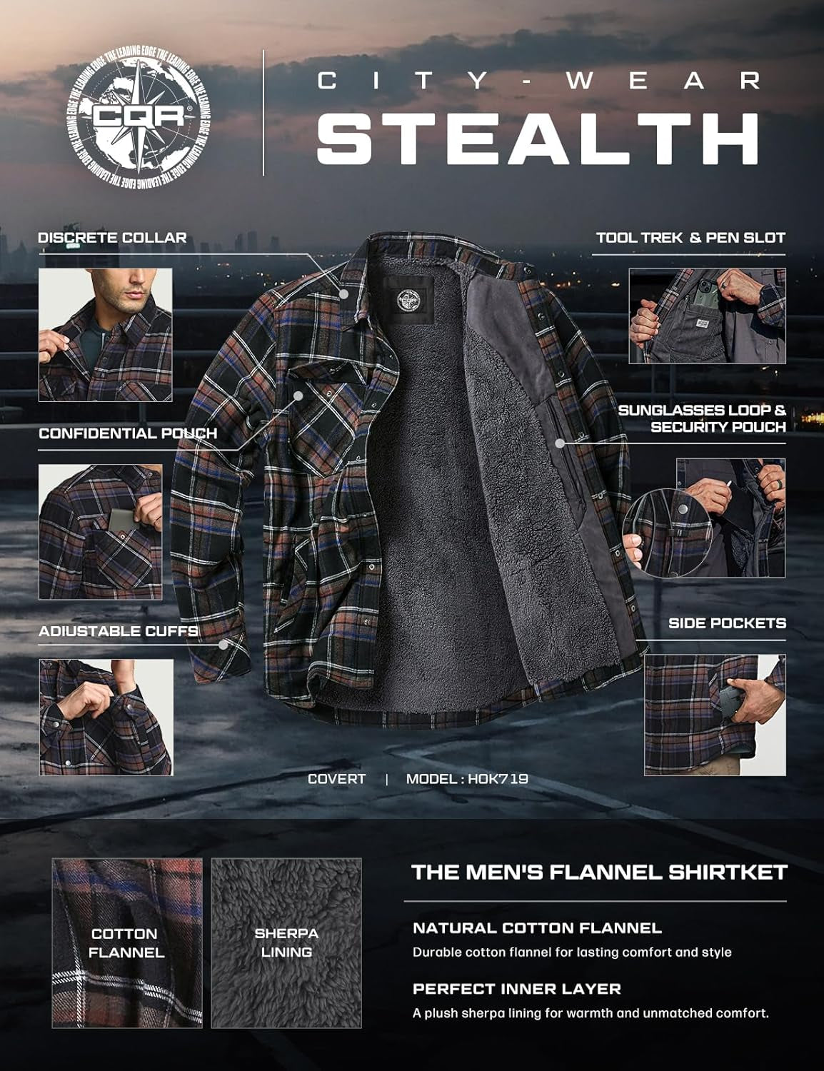 Men'S Plaid Flannel Shirt Jacket, Long Sleeve Soft Warm Sherpa/Quilted Lined Jacket, Outdoor Button Up/Zip-Front Jacket