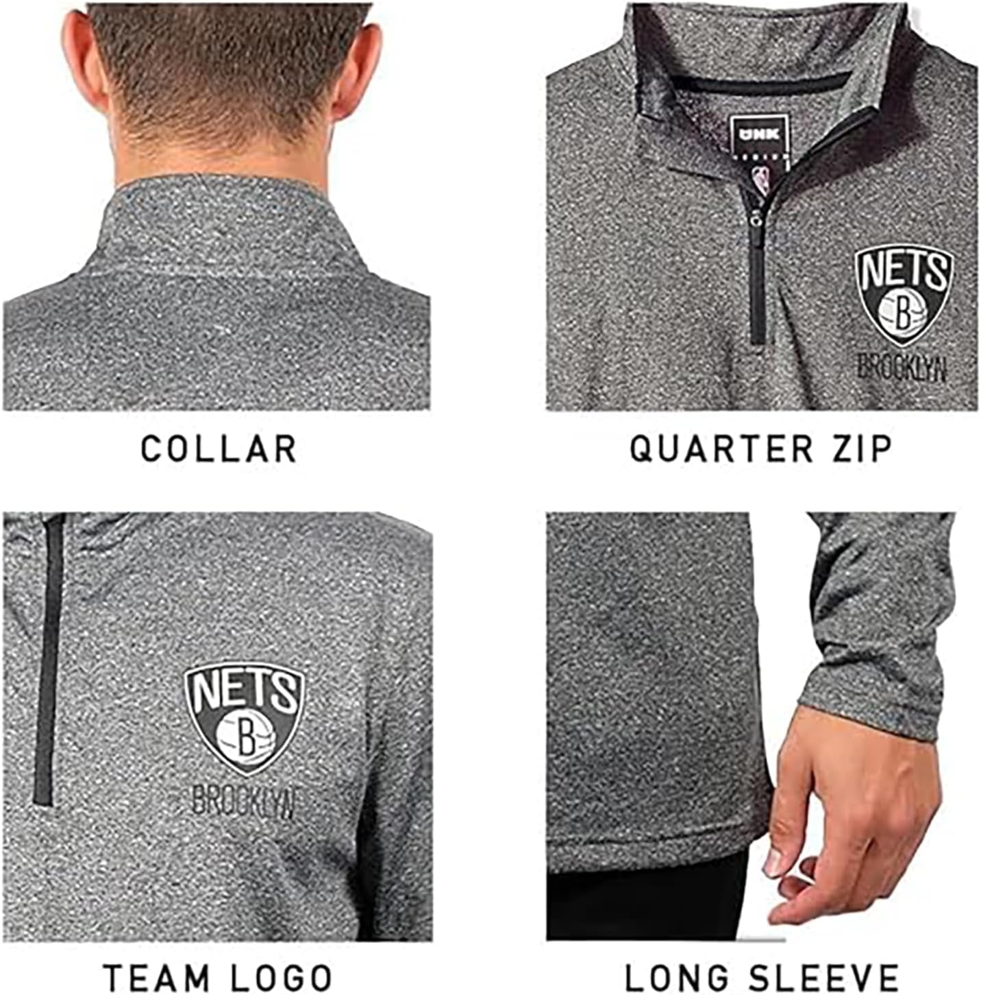 NBA Mens Quarter Zip Pullover Long Sleeve Tee