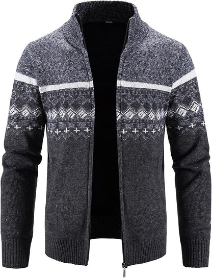 Sweater Cardigan Jackets for Mens, Fall Winter Zipper Plaid Stand Collar Coat Warm Slim Casual Short Sleeve Long Sleeves Lapel Button-Down Button up V Neck O round Crewneck 158-Dark Gray X-Large