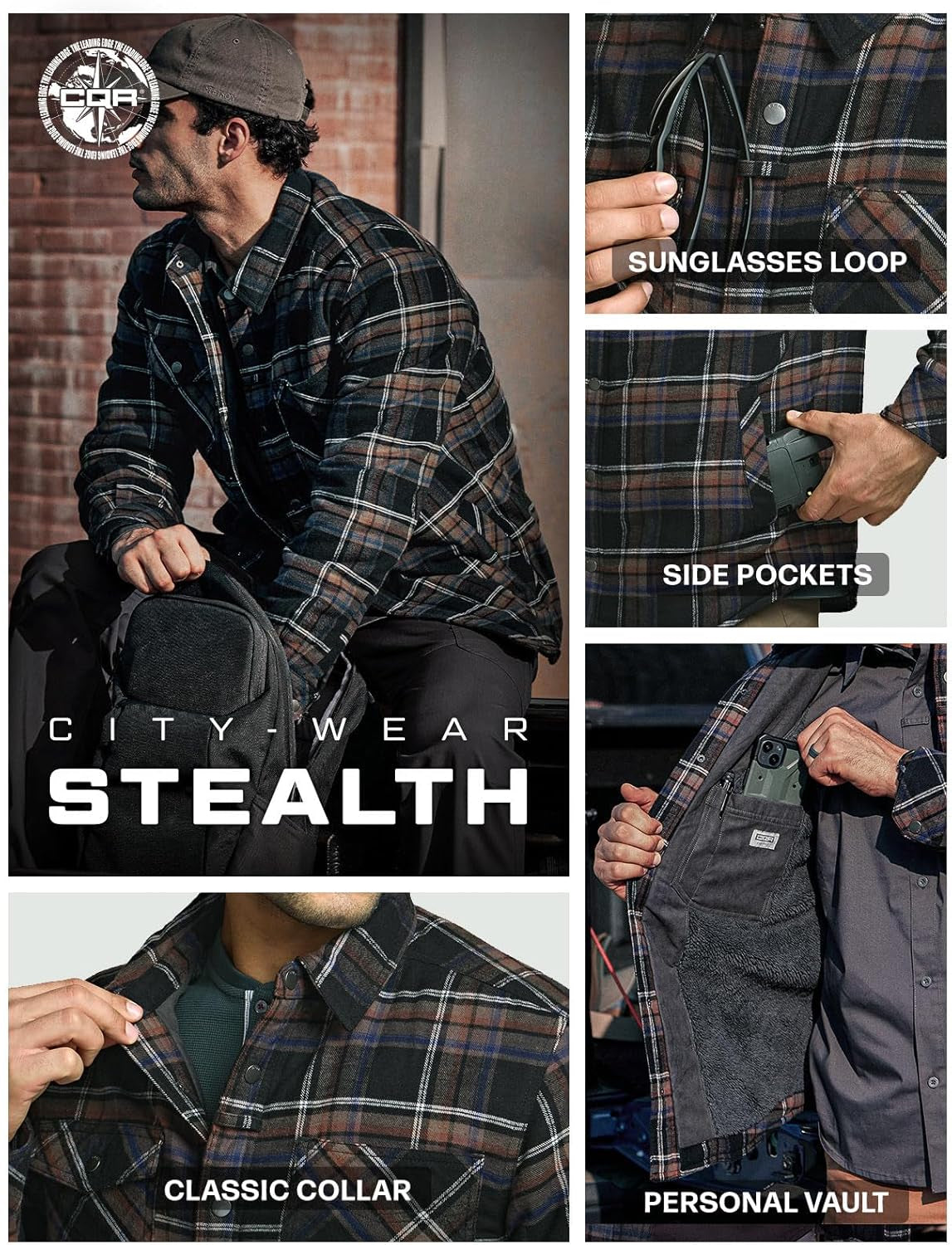 Men'S Plaid Flannel Shirt Jacket, Long Sleeve Soft Warm Sherpa/Quilted Lined Jacket, Outdoor Button Up/Zip-Front Jacket