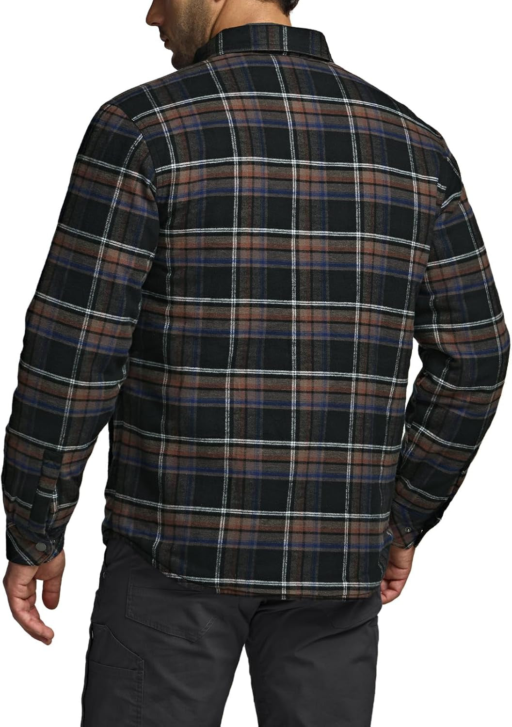 Men'S Plaid Flannel Shirt Jacket, Long Sleeve Soft Warm Sherpa/Quilted Lined Jacket, Outdoor Button Up/Zip-Front Jacket