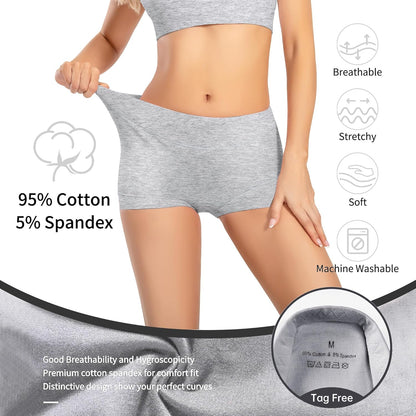 Womens Seamless Boy Shorts Underwear Soft Stretch Boxer Shorts Briefs No Show Panties 2 Packs Black Grey